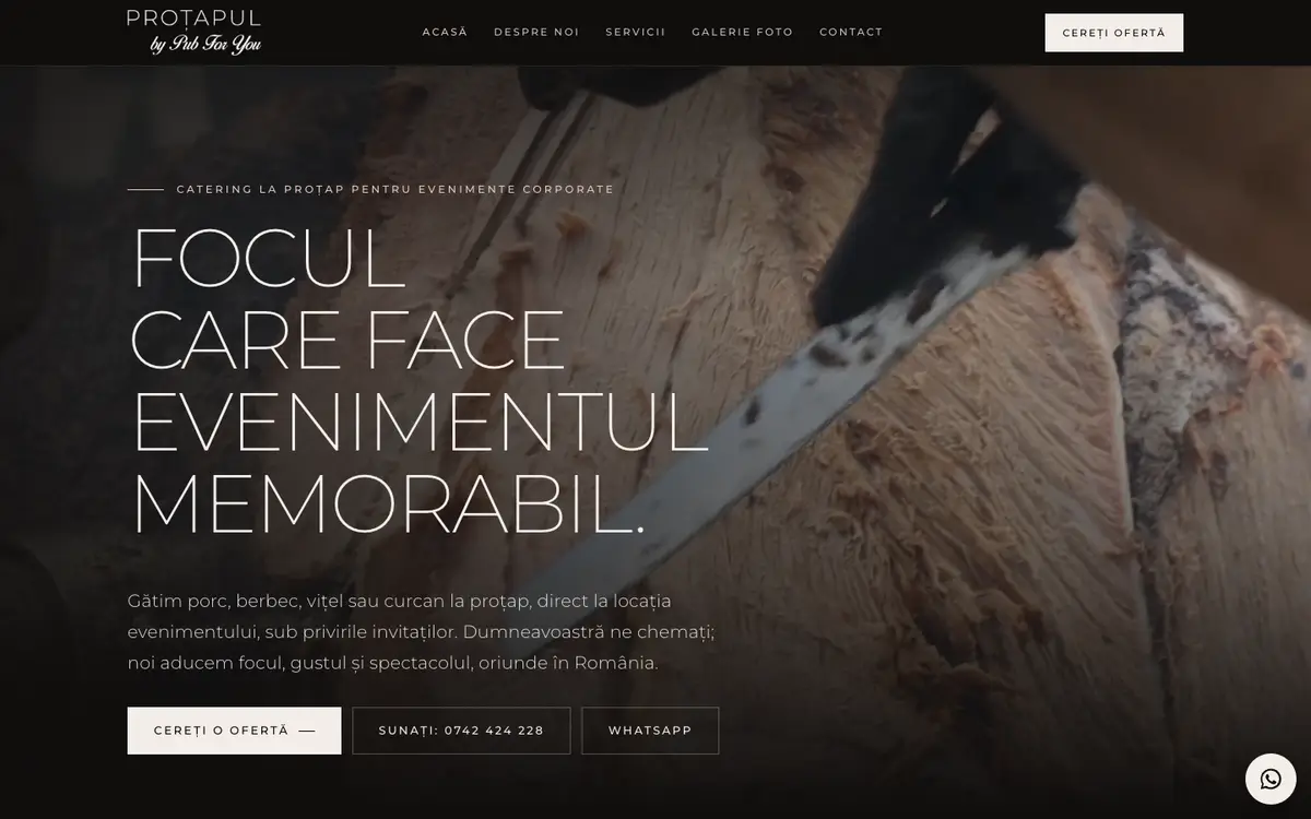 The protapul.ro corporate catering website